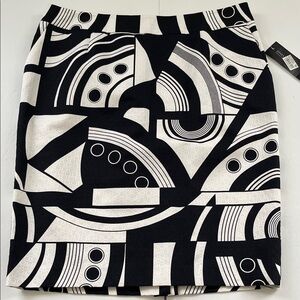 Jones New York Black and White Abstract Pencil Skirt